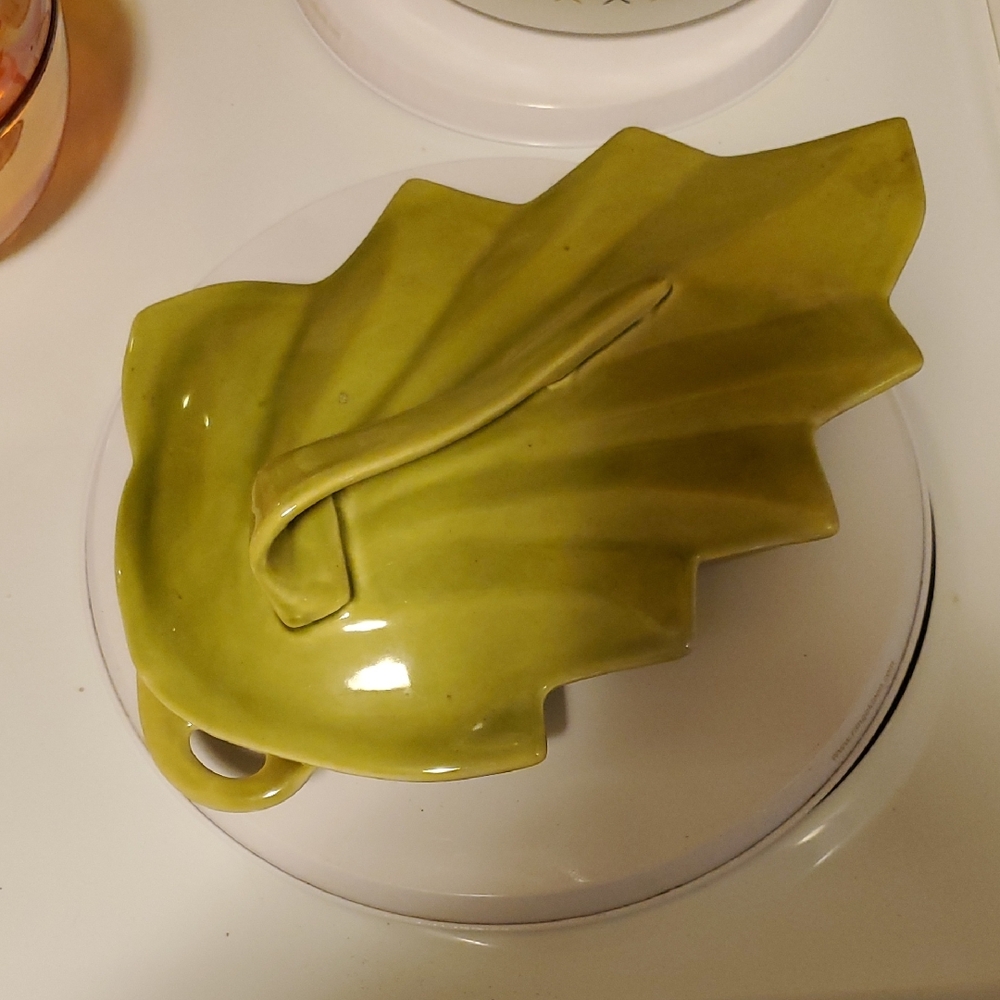 VINTAGE Pottery LEAF DISH Enchanto California USA 1955 With Rare Lid